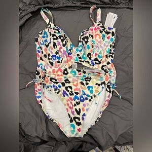 Elomi Party Bay Plunge Bikini Top and Lace Up Bottoms